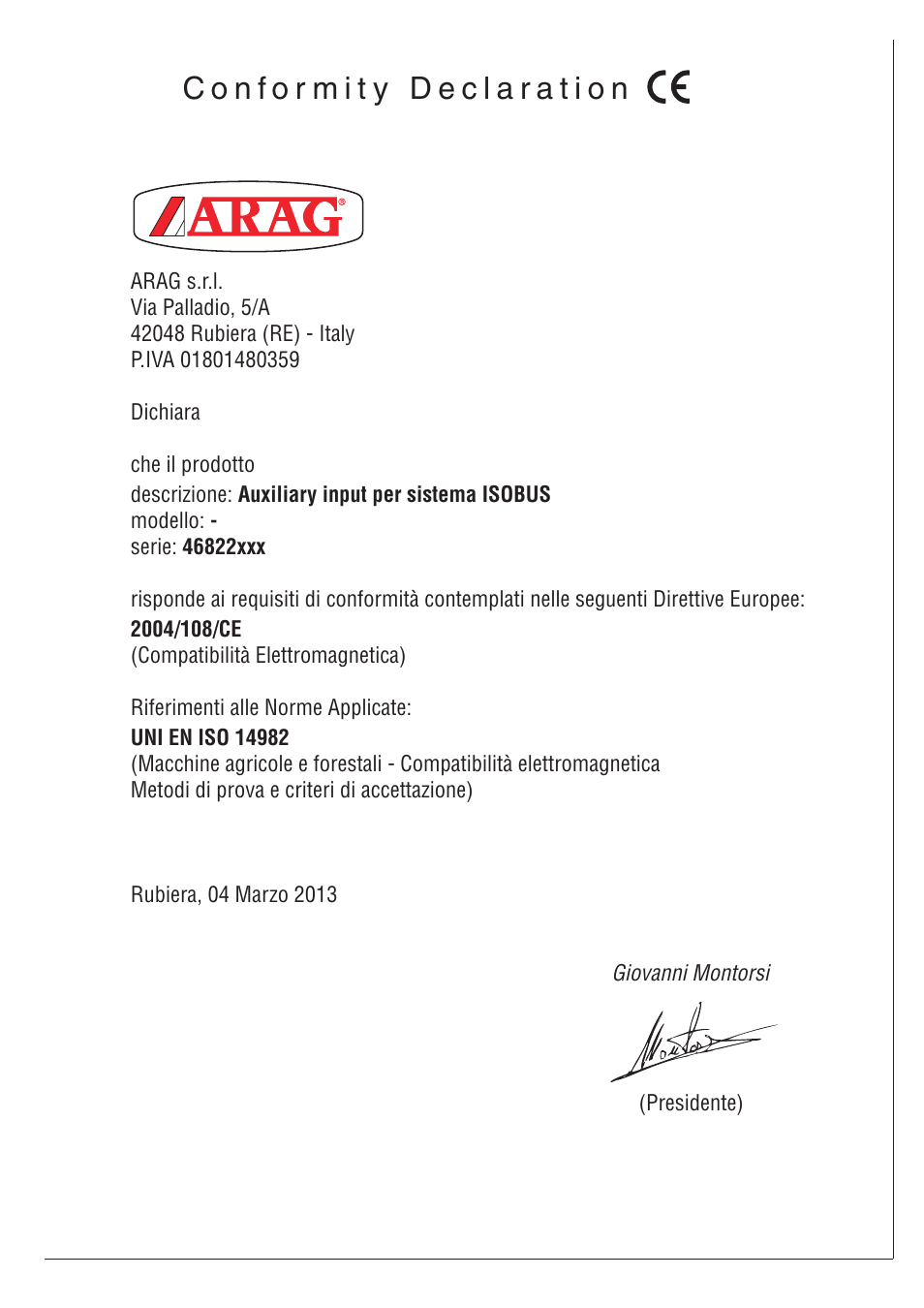 ARAG GCS 3200 User Manual | Page 47 / 48