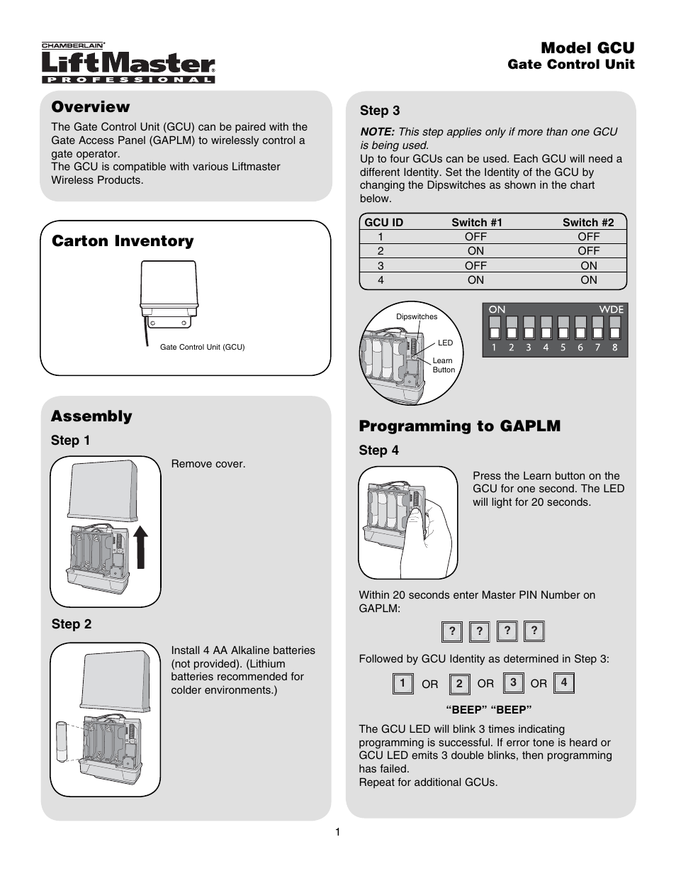 Chamberlain GCU User Manual | 4 pages