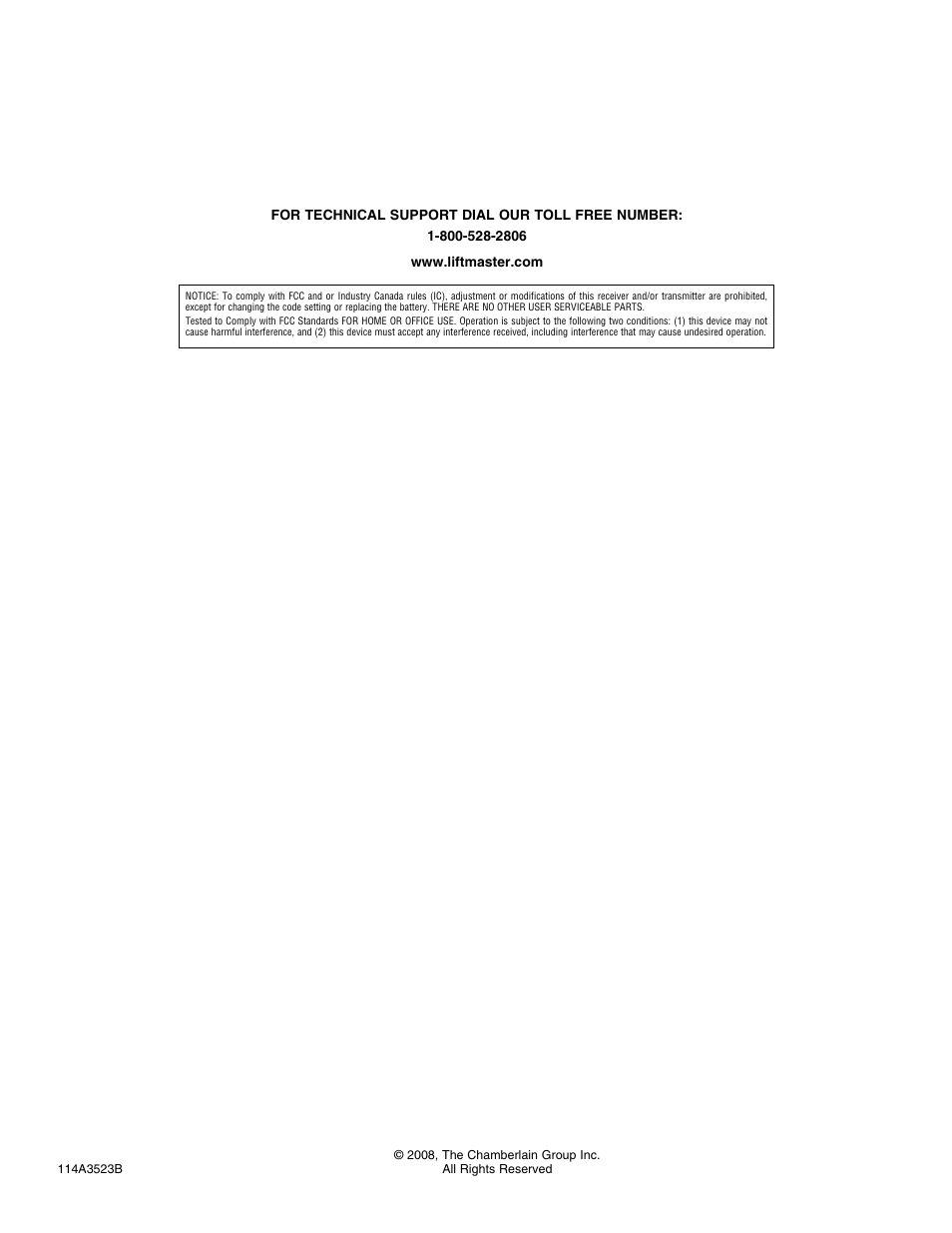 Technical support | Chamberlain GCU User Manual | Page 4 / 4