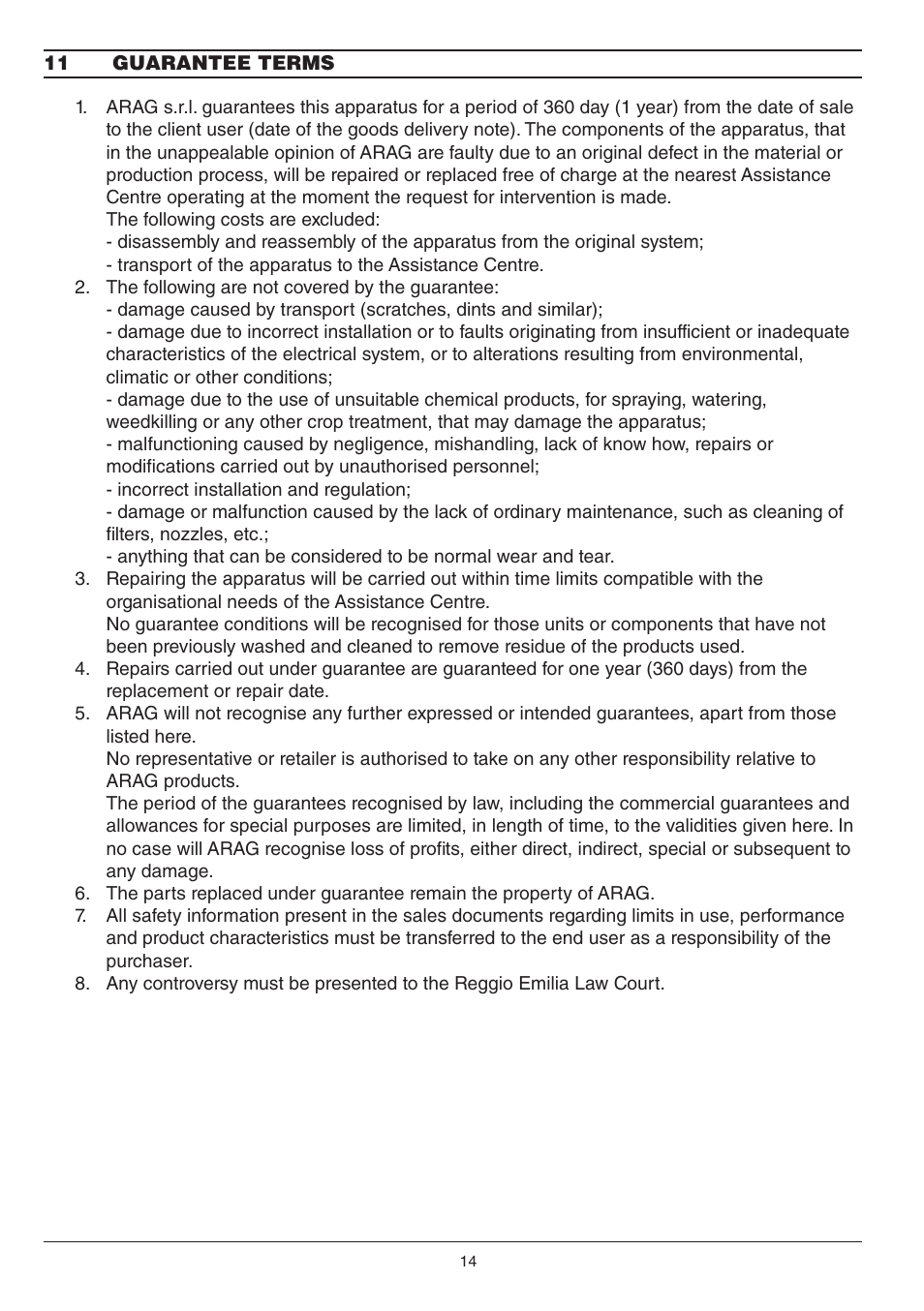 ARAG BRAVO DSB User Manual | Page 14 / 16