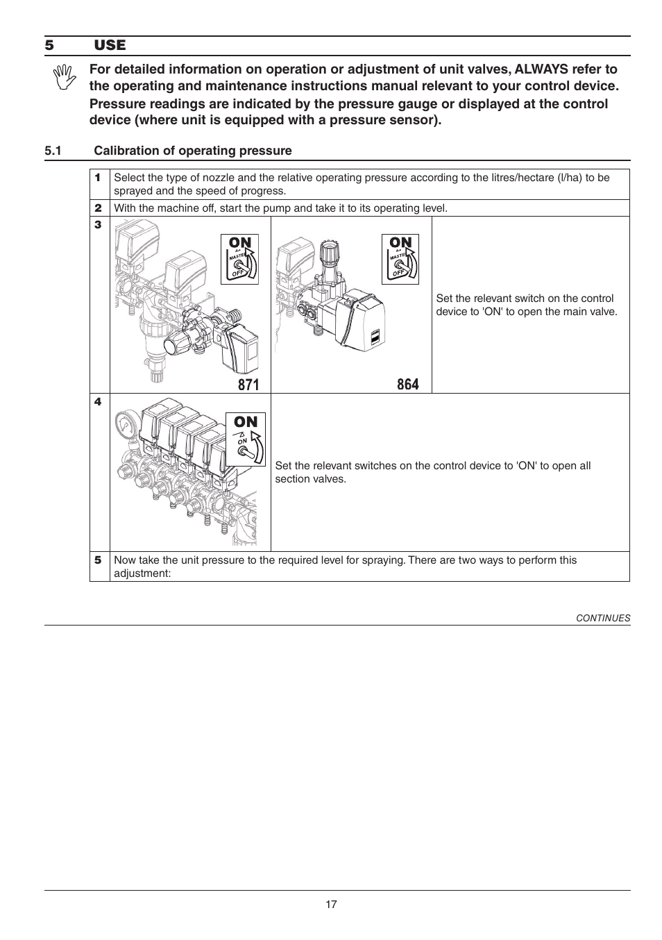 5 use | ARAG Electriccontrol unit for crop-spraing application 871 User Manual | Page 17 / 32