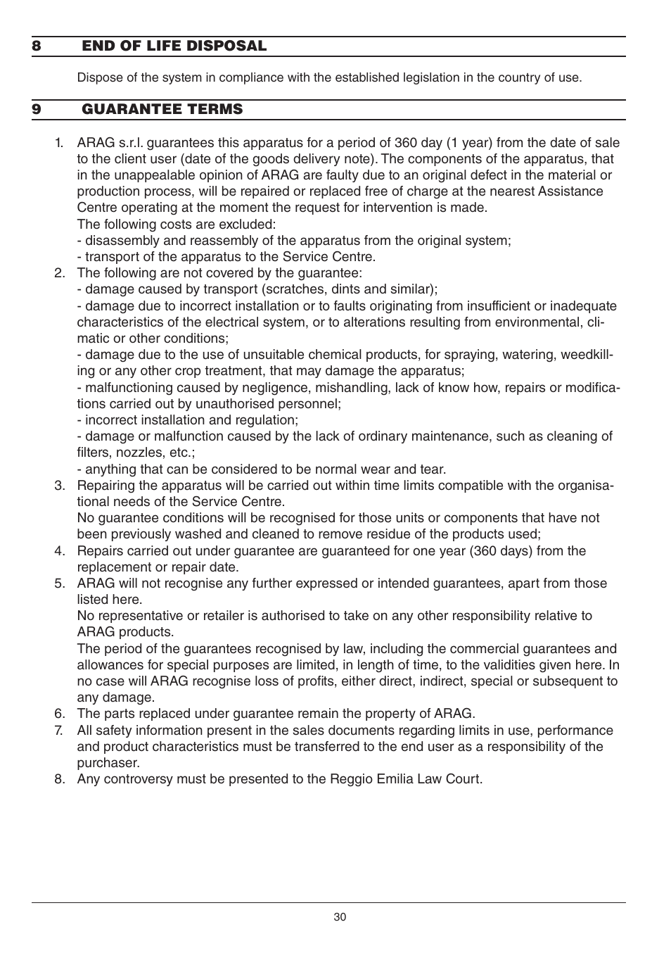 ARAG Electriccontrol unit for crop-spraing application 871 User Manual | Page 30 / 32