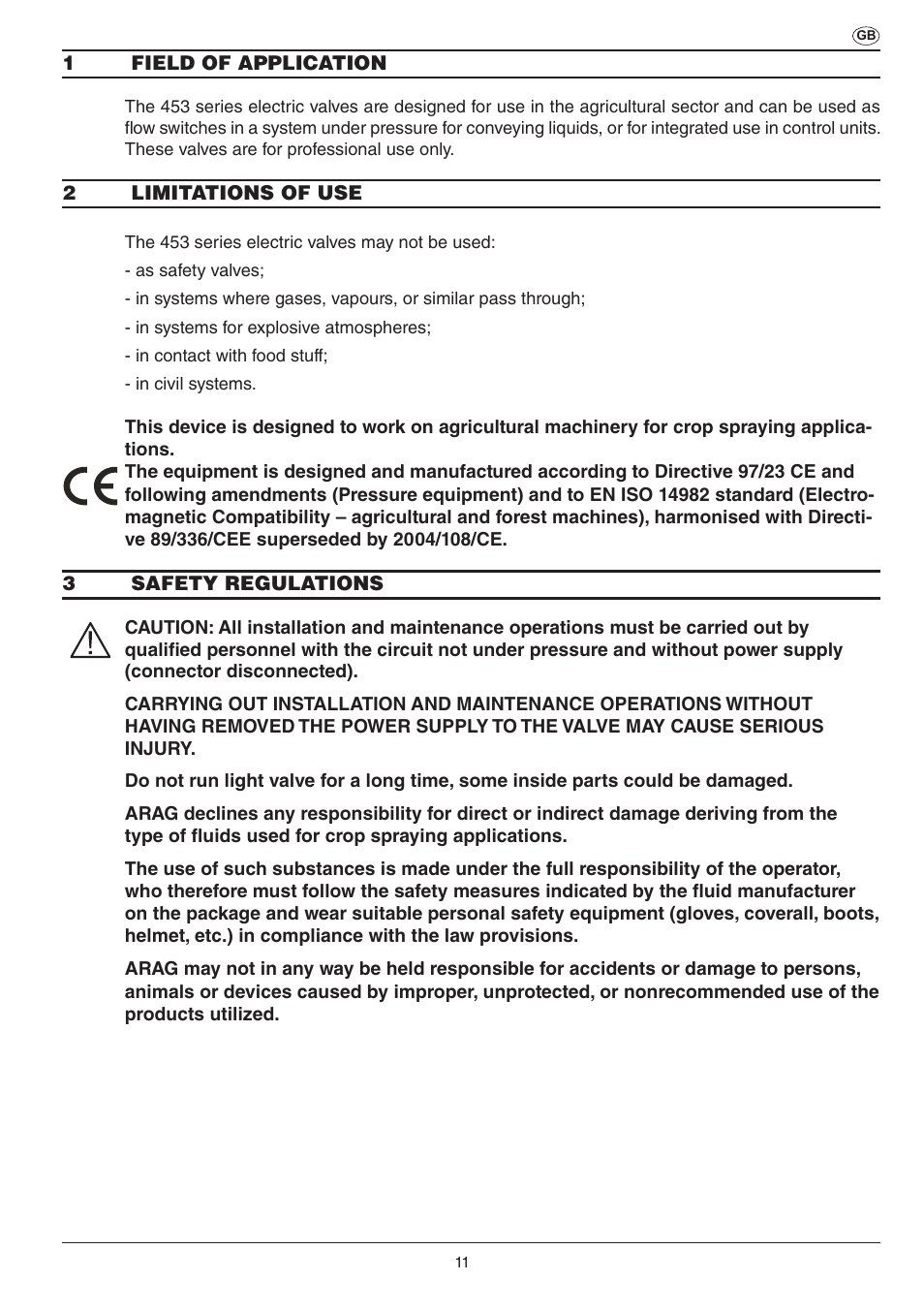 ARAG SERIE 453 Electric ball valve User Manual | Page 11 / 40