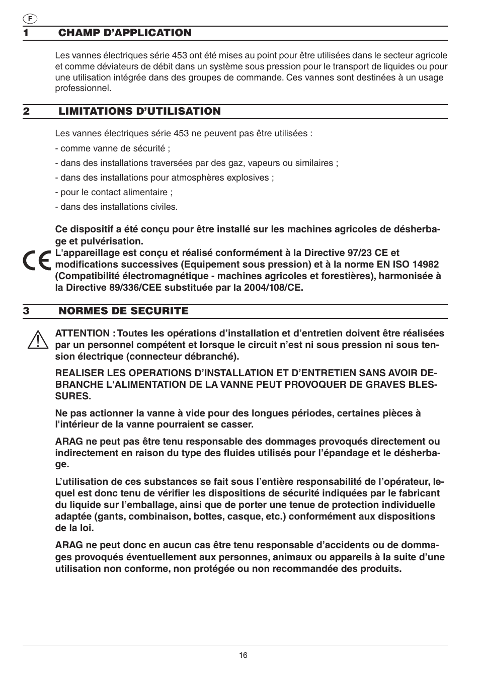 ARAG SERIE 453 Electric ball valve User Manual | Page 16 / 40