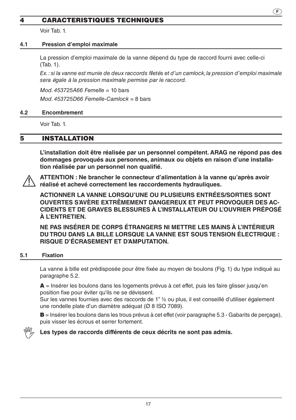 ARAG SERIE 453 Electric ball valve User Manual | Page 17 / 40