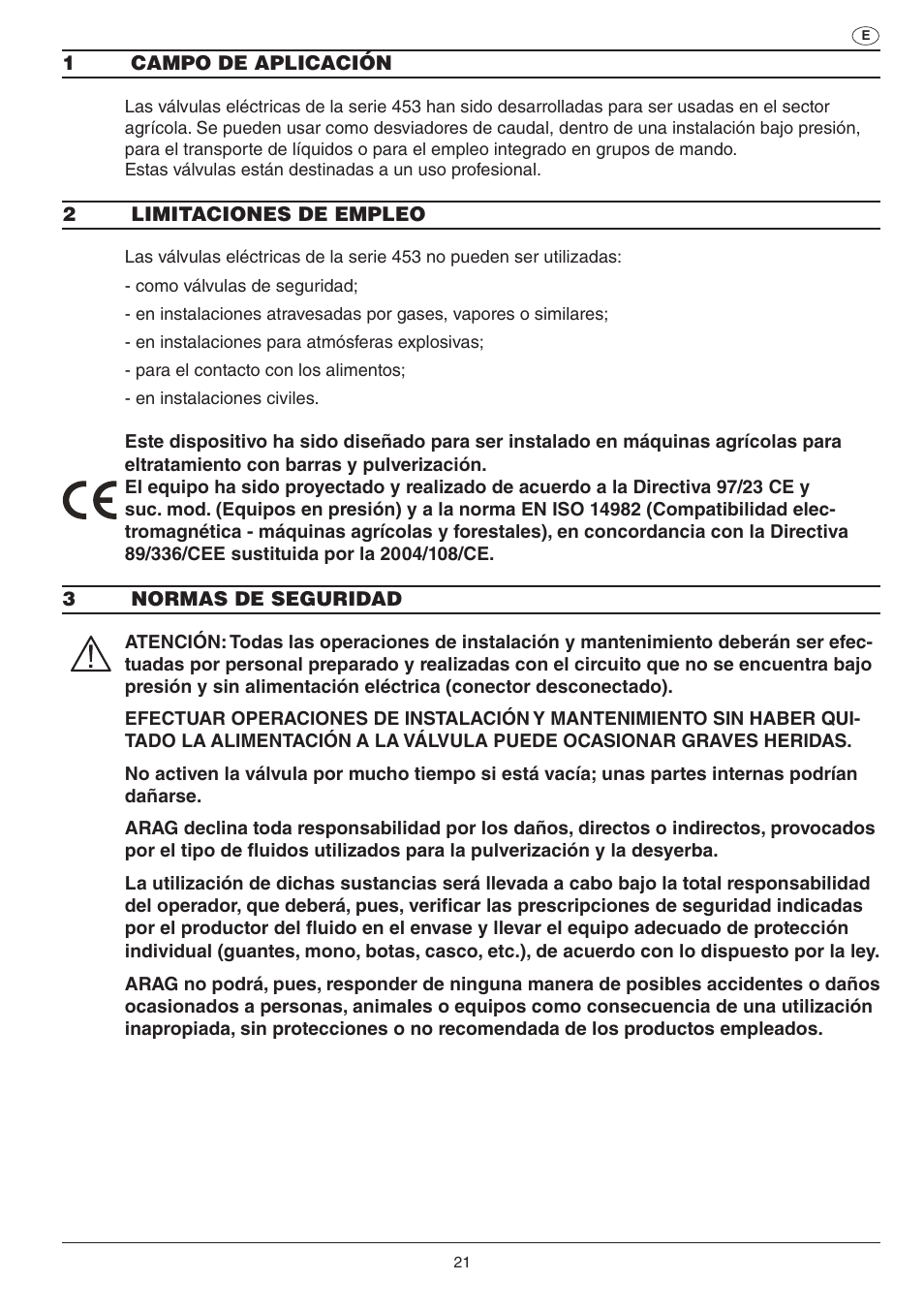 ARAG SERIE 453 Electric ball valve User Manual | Page 21 / 40