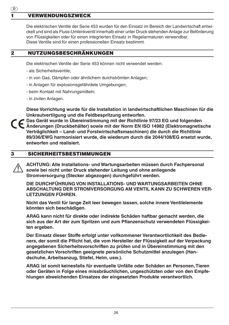 ARAG SERIE 453 Electric ball valve User Manual | Page 26 / 40