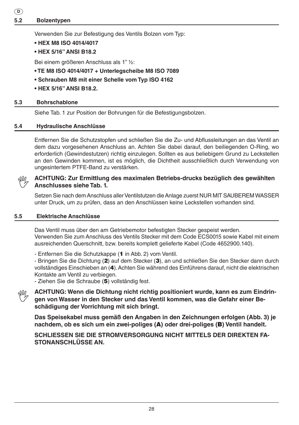 ARAG SERIE 453 Electric ball valve User Manual | Page 28 / 40