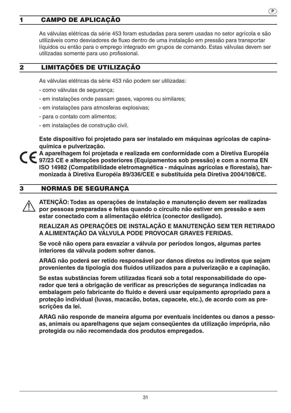 ARAG SERIE 453 Electric ball valve User Manual | Page 31 / 40