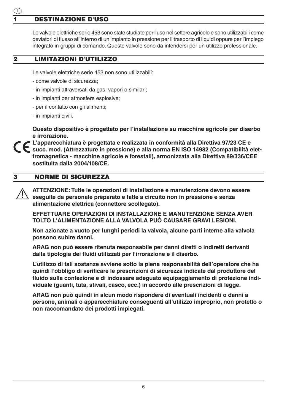 ARAG SERIE 453 Electric ball valve User Manual | Page 6 / 40