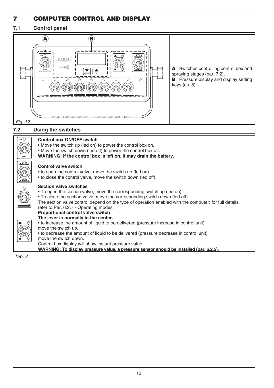 ARAG SERIE 4663 Electric Control Box 7 - 9 User Manual | Page 12 / 20