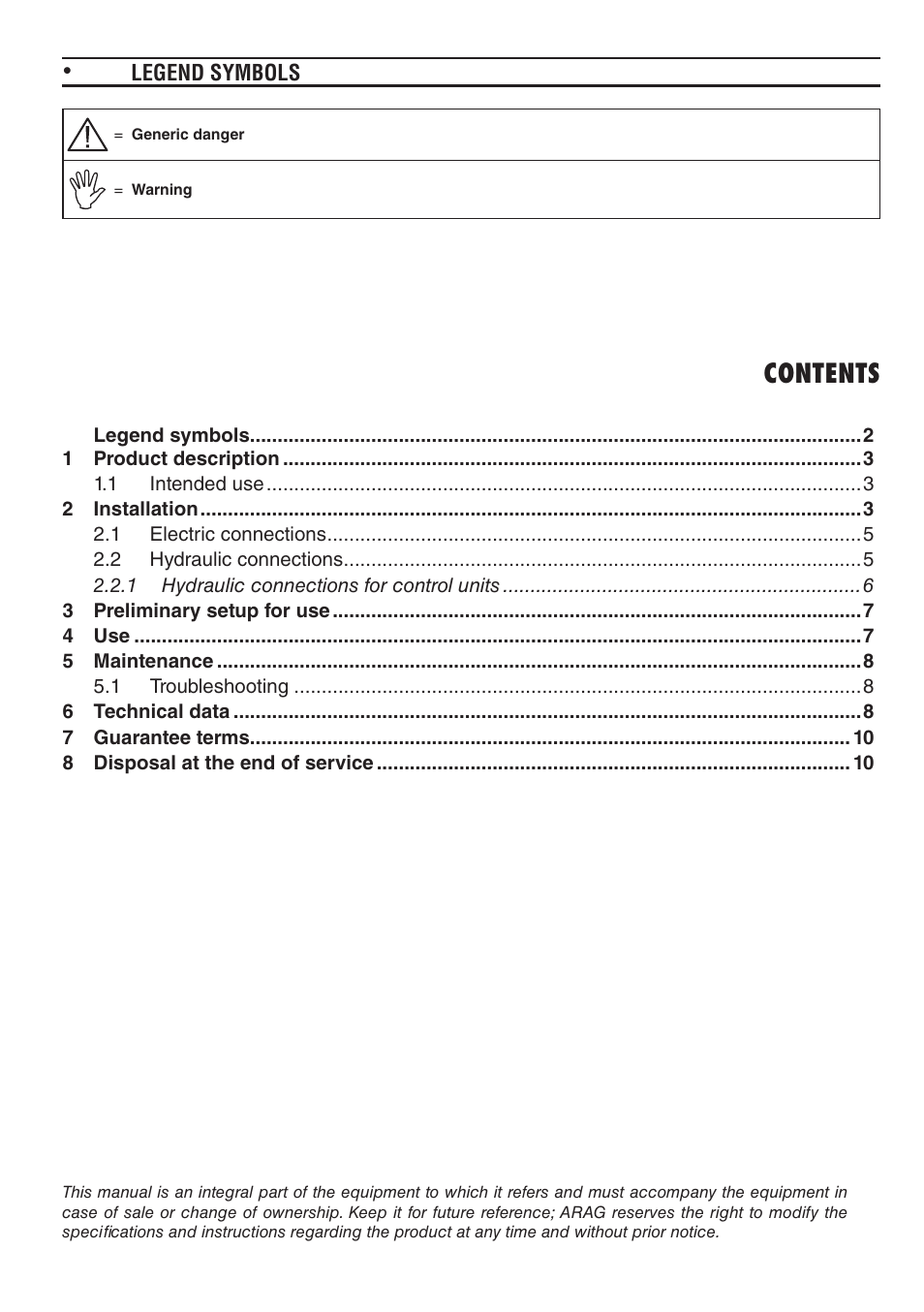 ARAG ORION User Manual | Page 2 / 12