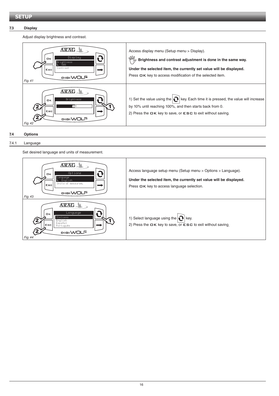 Setup | ARAG DIGIWOLF - Power supply version 12V DC User Manual | Page 16 / 28