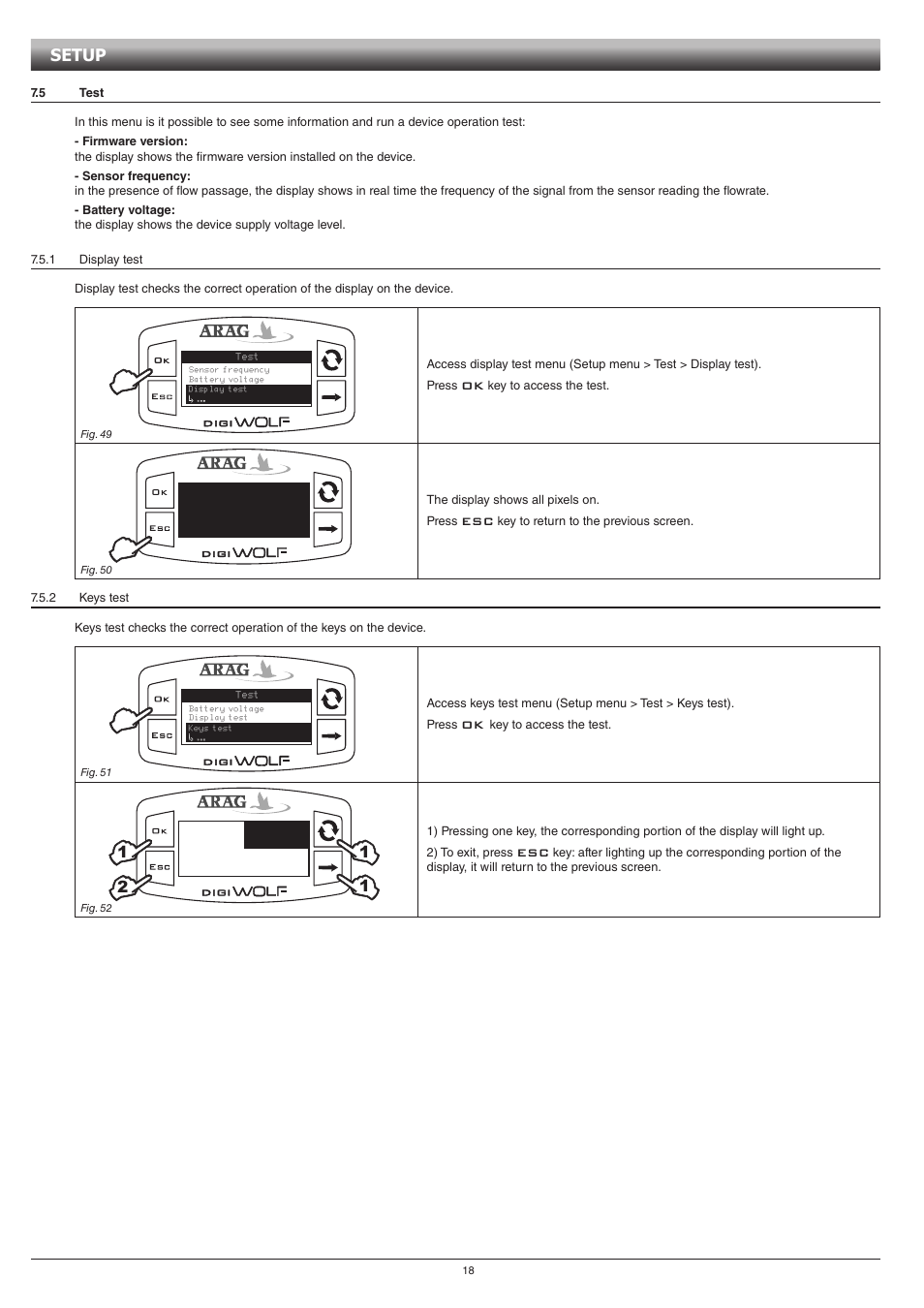 Setup | ARAG DIGIWOLF - Power supply version 12V DC User Manual | Page 18 / 28