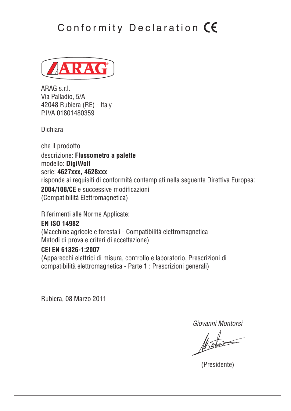 ARAG DIGIWOLF - Power supply version 12V DC User Manual | Page 27 / 28