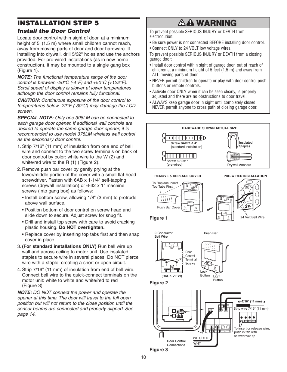 Install the door control, Installation step 5 | Chamberlain 3800P User Manual | Page 10 / 36