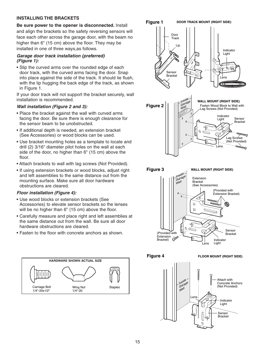 Installing the brackets | Chamberlain 3800P User Manual | Page 15 / 36
