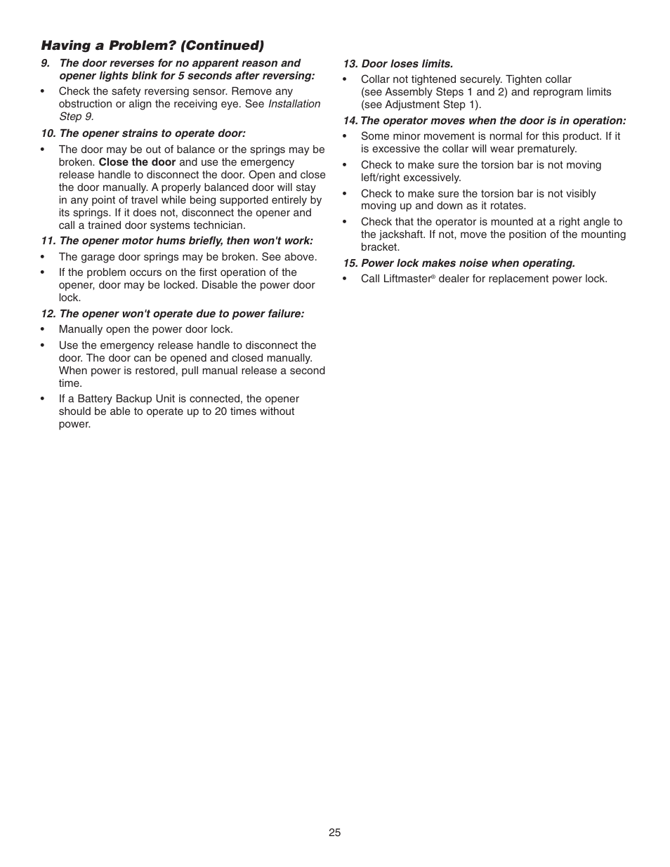 Having a problem? (continued) | Chamberlain 3800P User Manual | Page 25 / 36