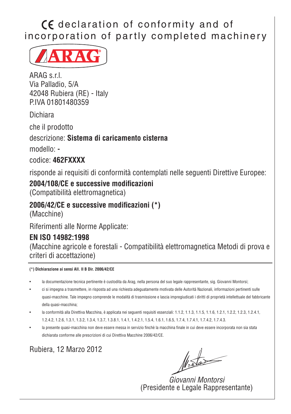 ARAG ORION Tank filling system User Manual | Page 15 / 16