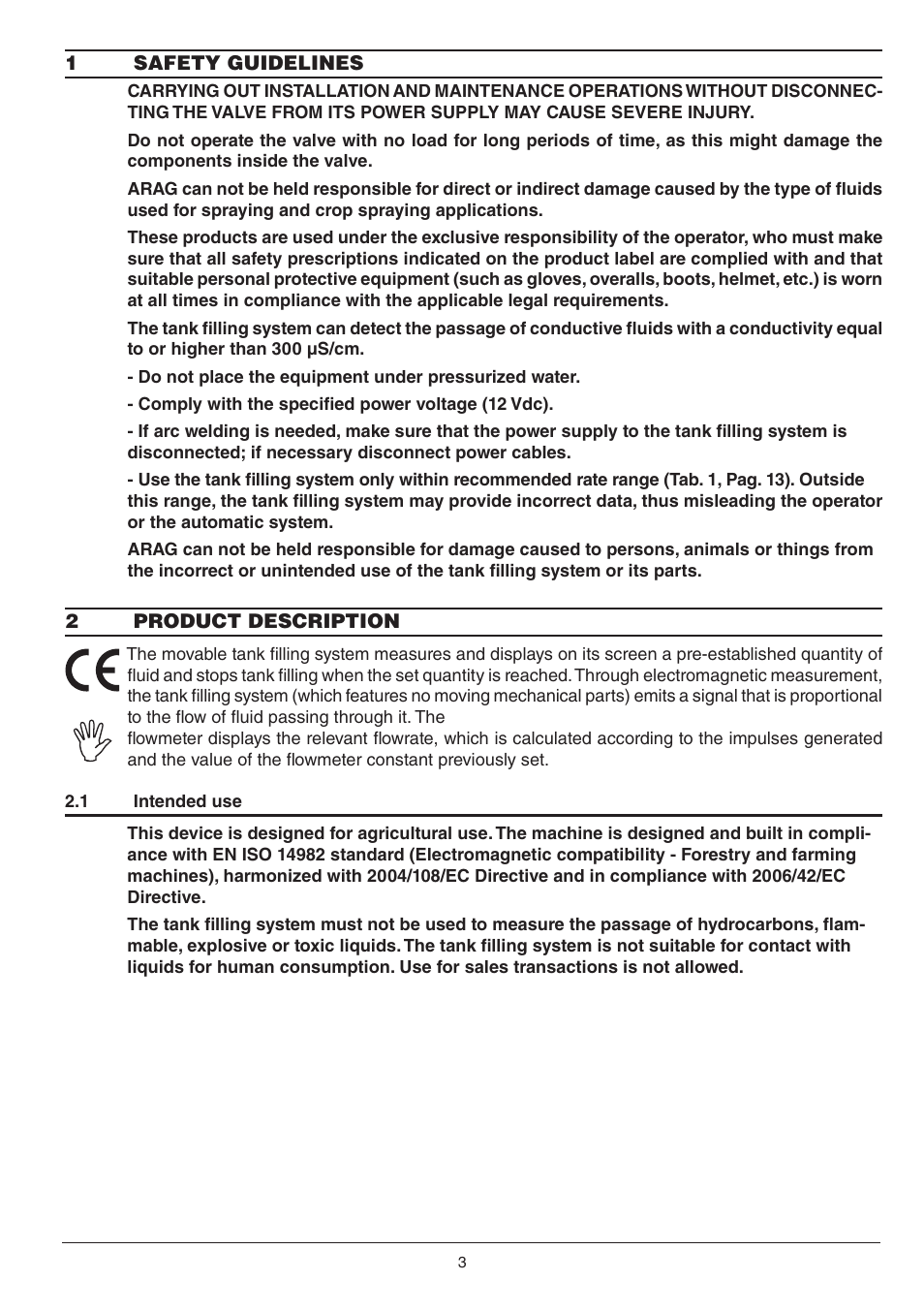 ARAG ORION Tank filling system User Manual | Page 3 / 16