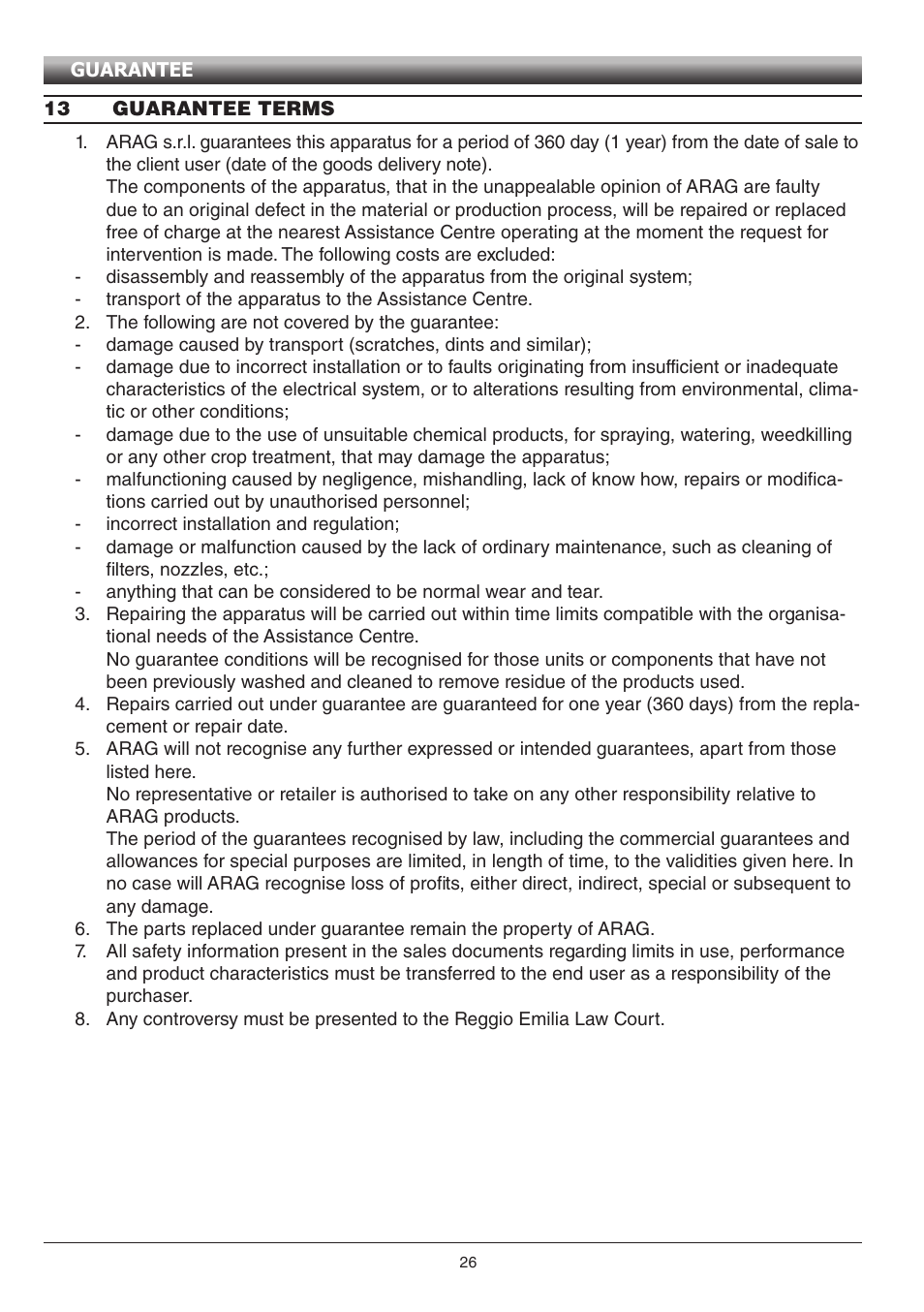 ARAG Digiwolf Tank filling system User Manual | Page 26 / 28