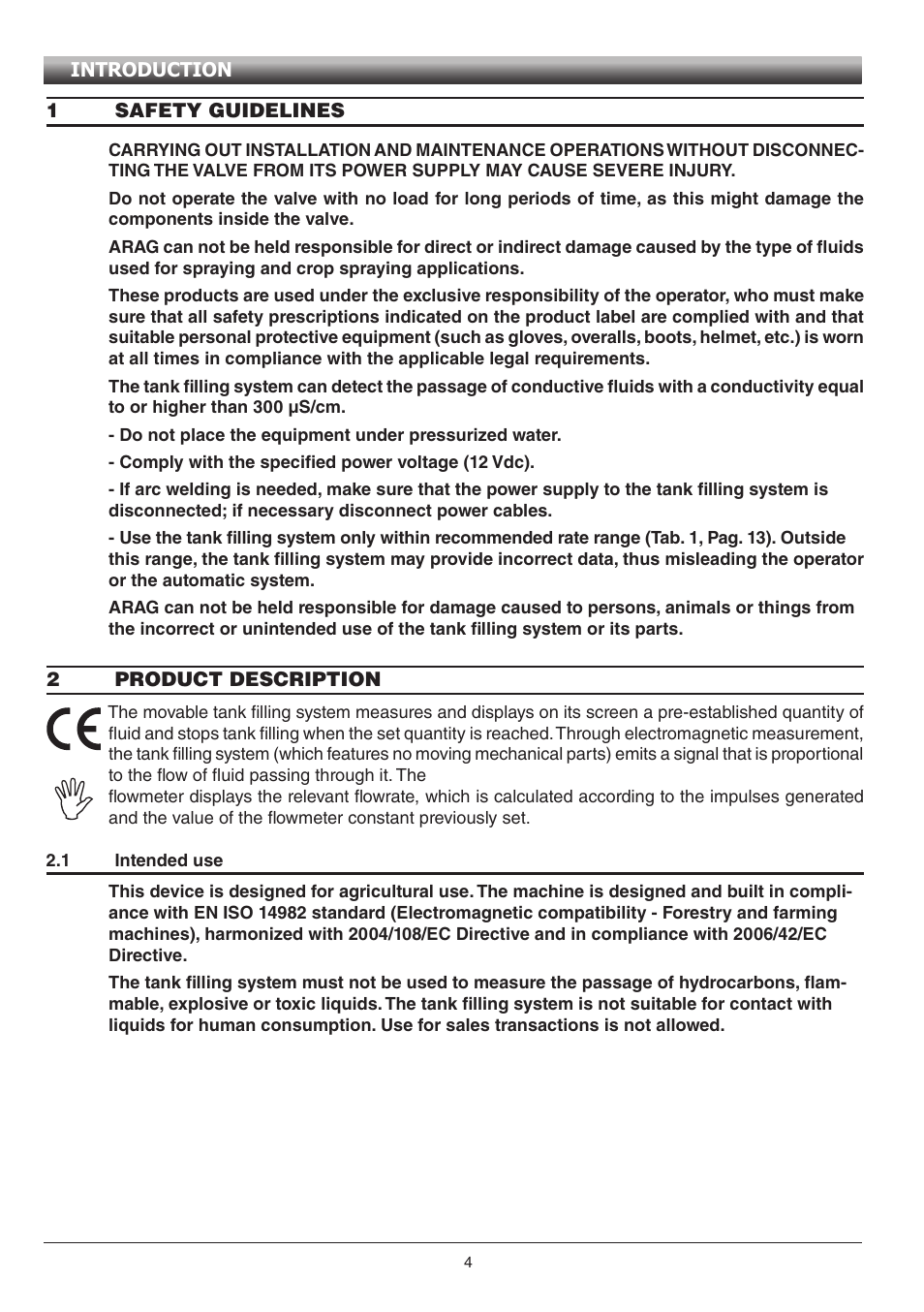 ARAG Digiwolf Tank filling system User Manual | Page 4 / 28