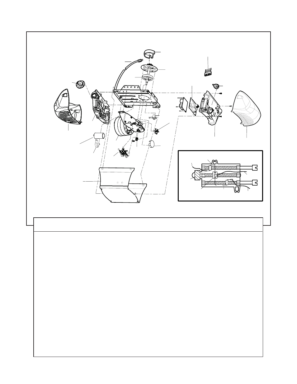 Motor unit, Motor unit assembly parts | Chamberlain 2265 User Manual | Page 34 / 36