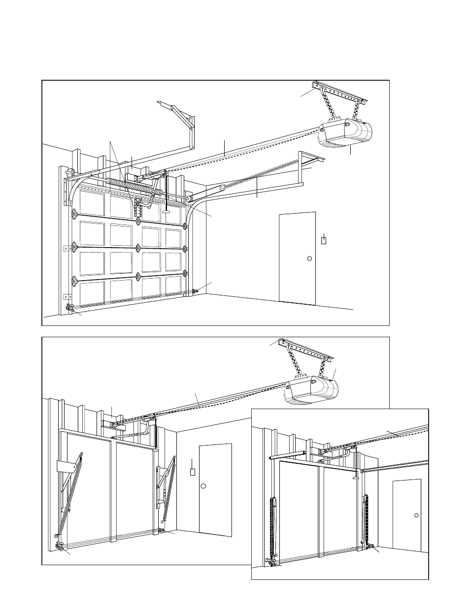 Planning, One-piece door without track, One-piece door with track | Chamberlain 2265 User Manual | Page 4 / 36