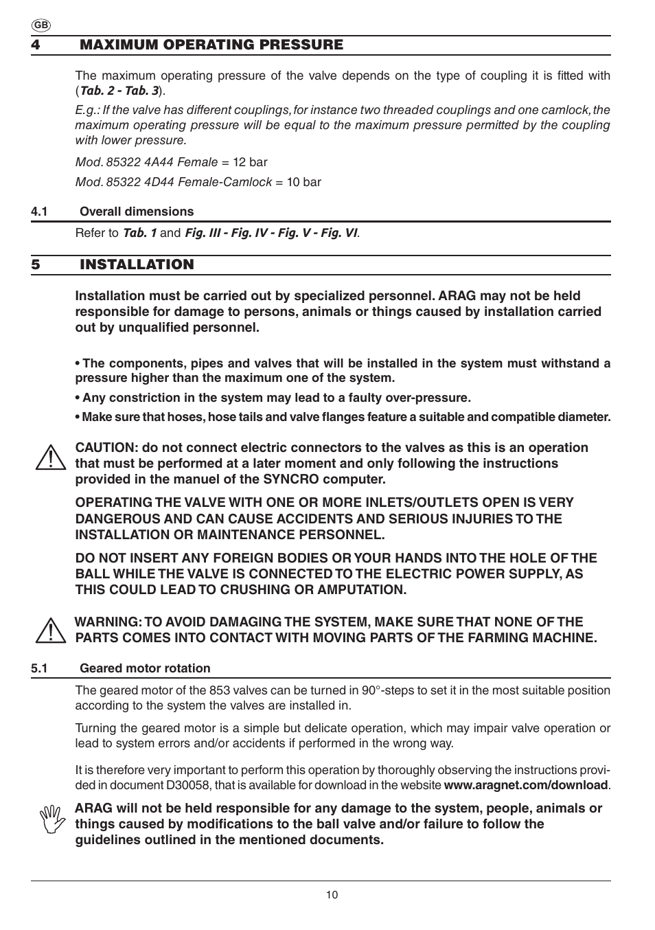 ARAG Electric ball valve with CAN-BUS connection User Manual | Page 10 / 32