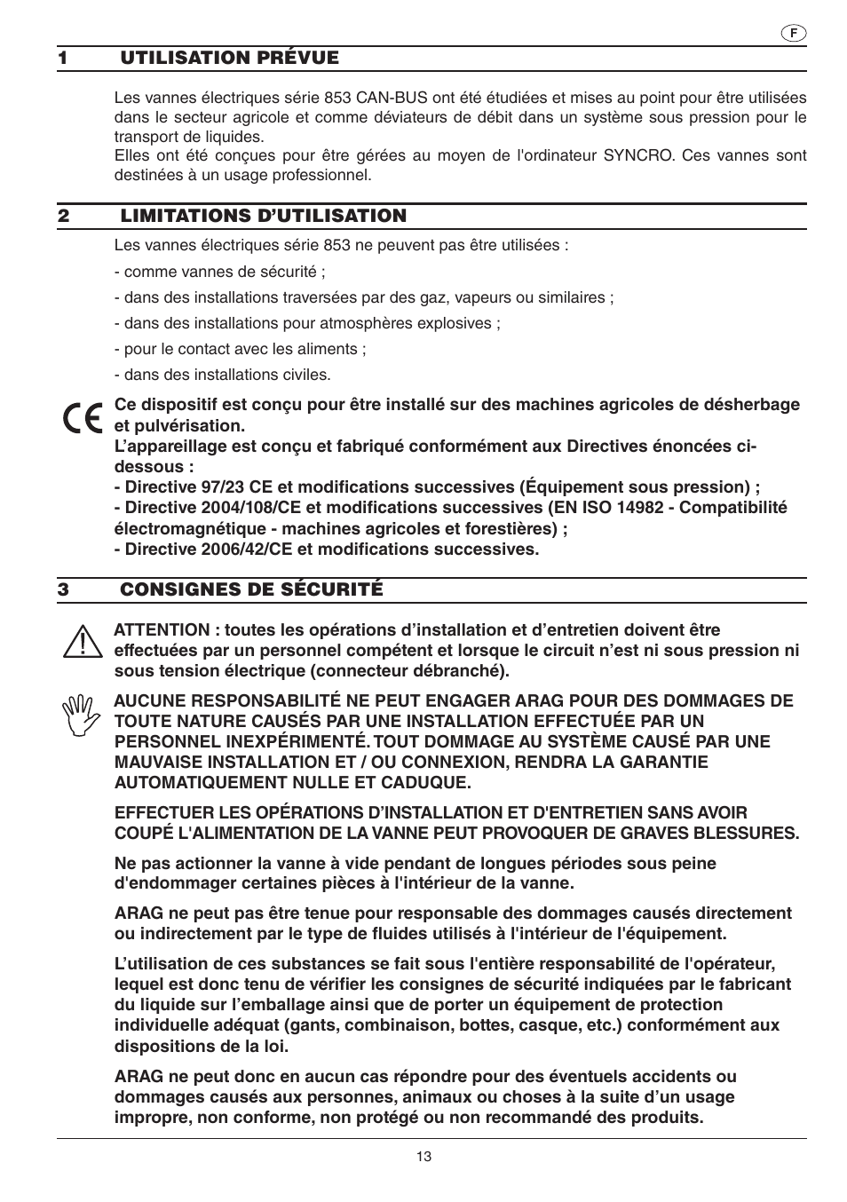 ARAG Electric ball valve with CAN-BUS connection User Manual | Page 13 / 32