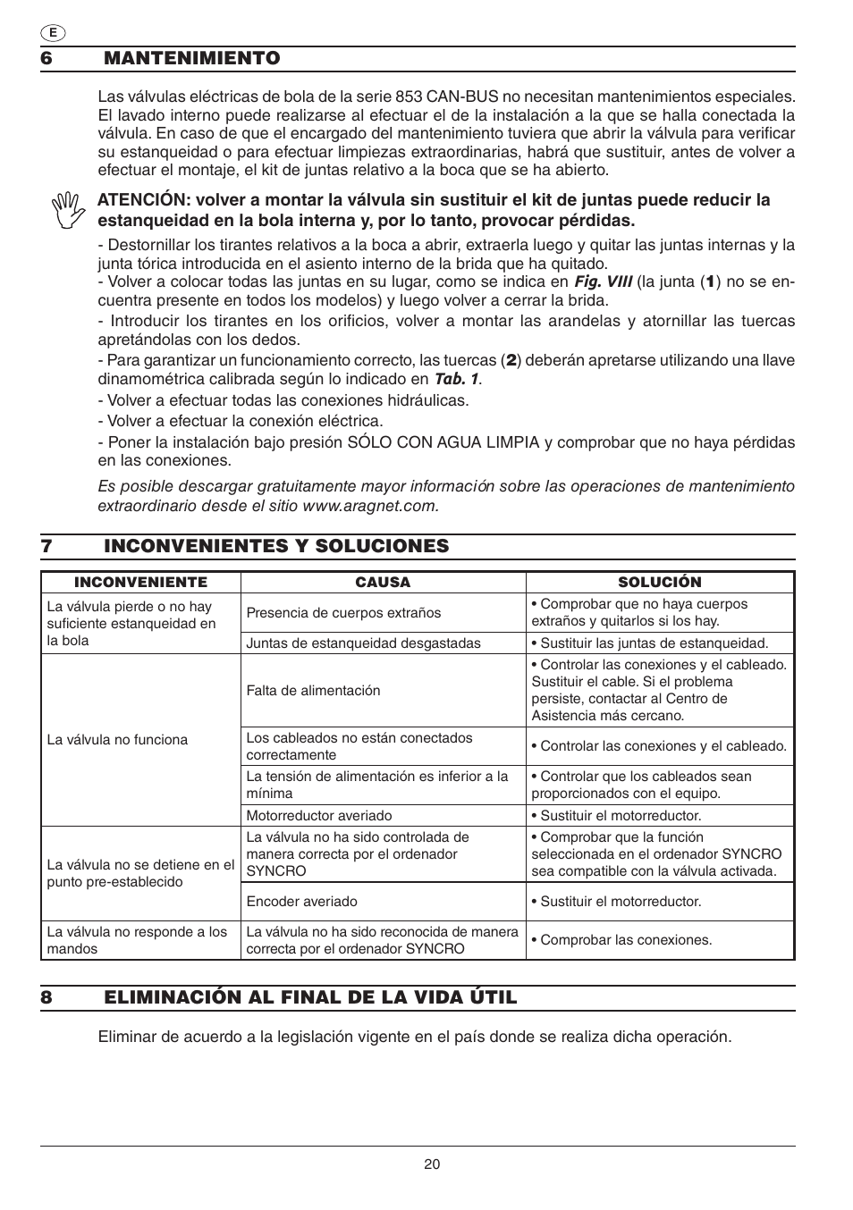 ARAG Electric ball valve with CAN-BUS connection User Manual | Page 20 / 32