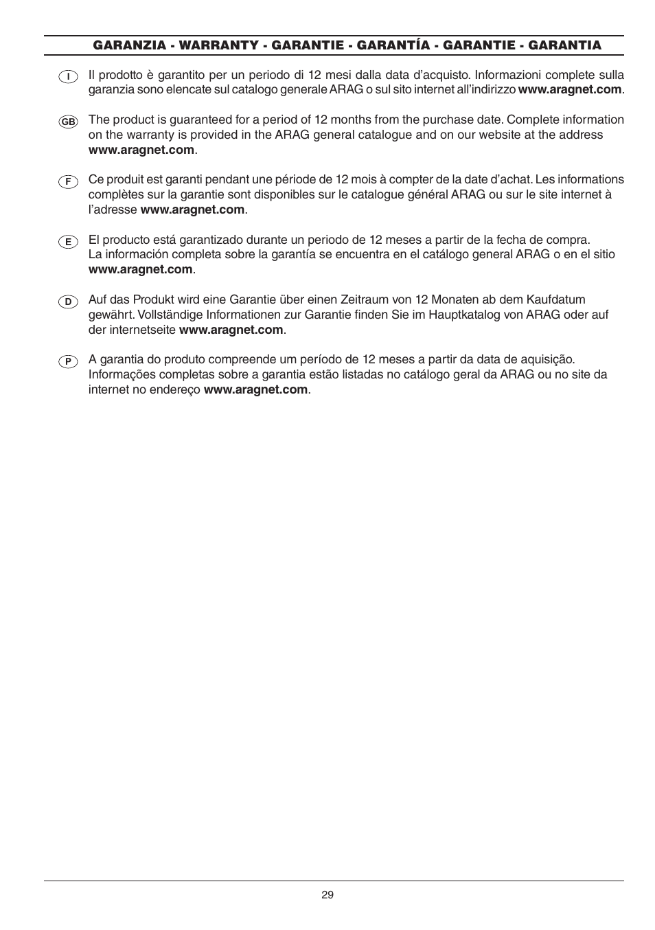 ARAG Electric ball valve with CAN-BUS connection User Manual | Page 29 / 32