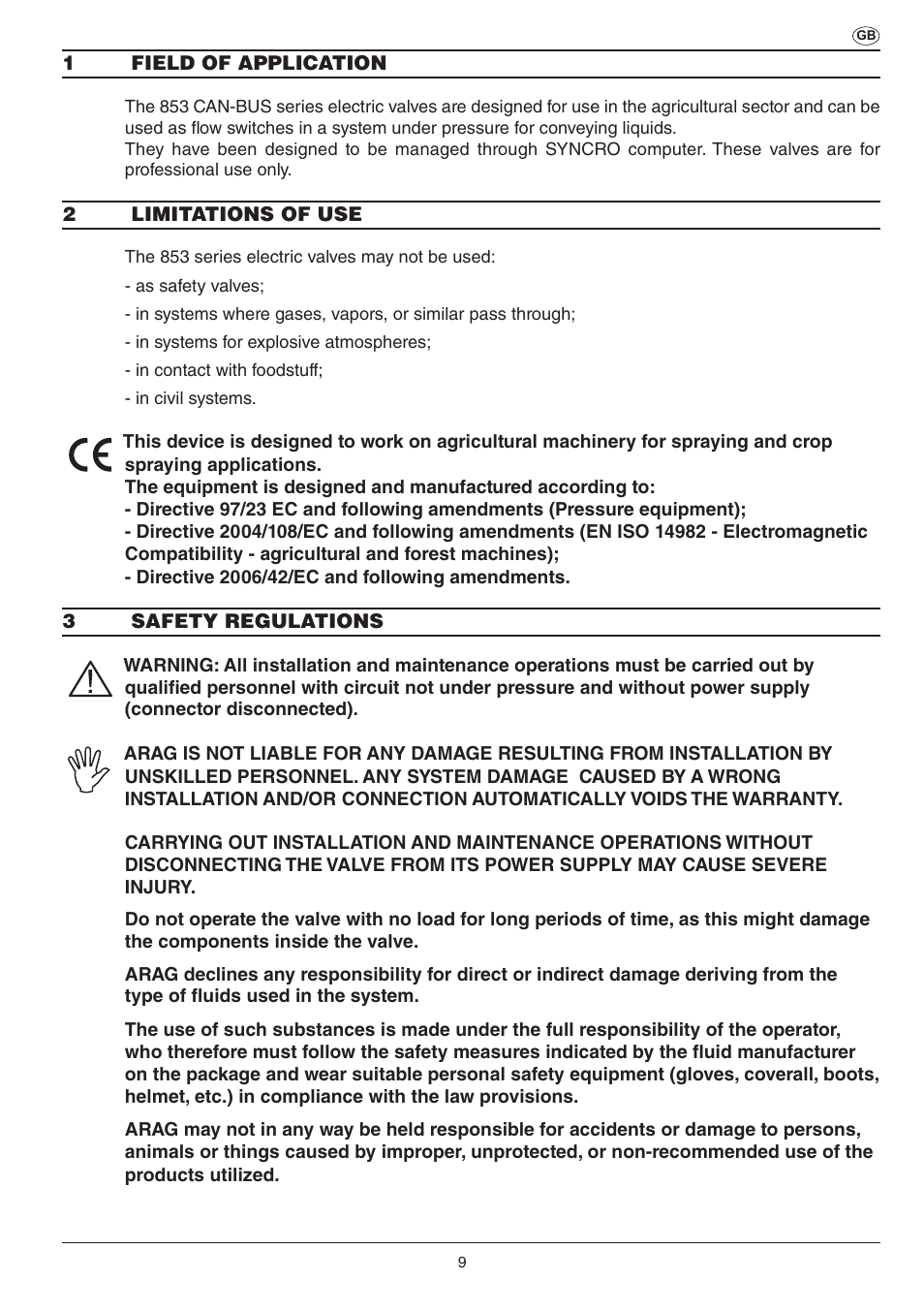 ARAG Electric ball valve with CAN-BUS connection User Manual | Page 9 / 32