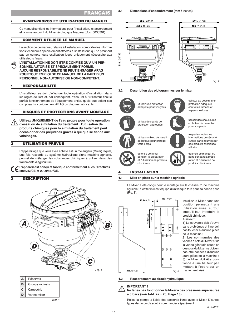 Français | ARAG Mixer NIAGARA User Manual | Page 17 / 36