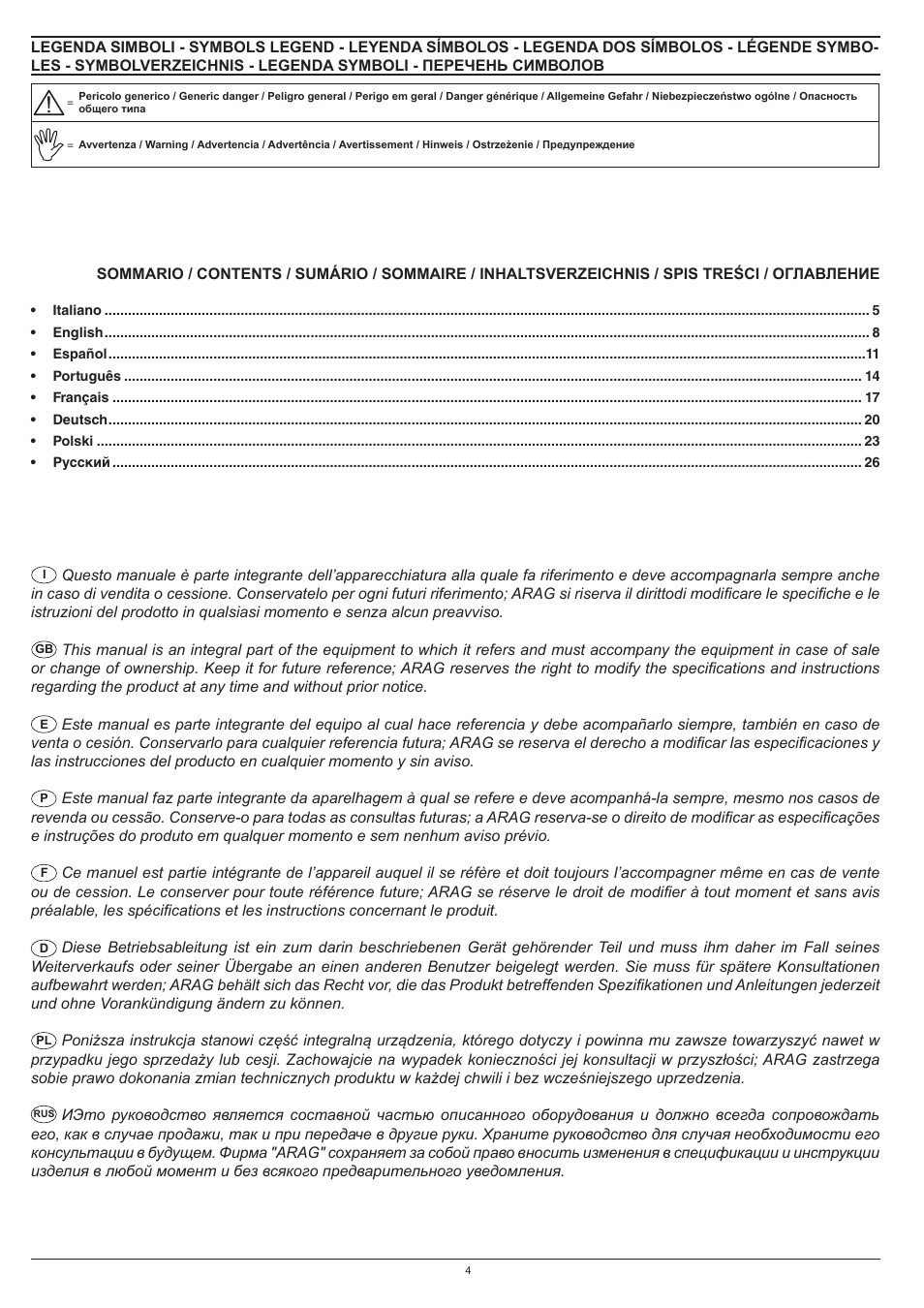 ARAG Mixer NIAGARA User Manual | Page 4 / 36