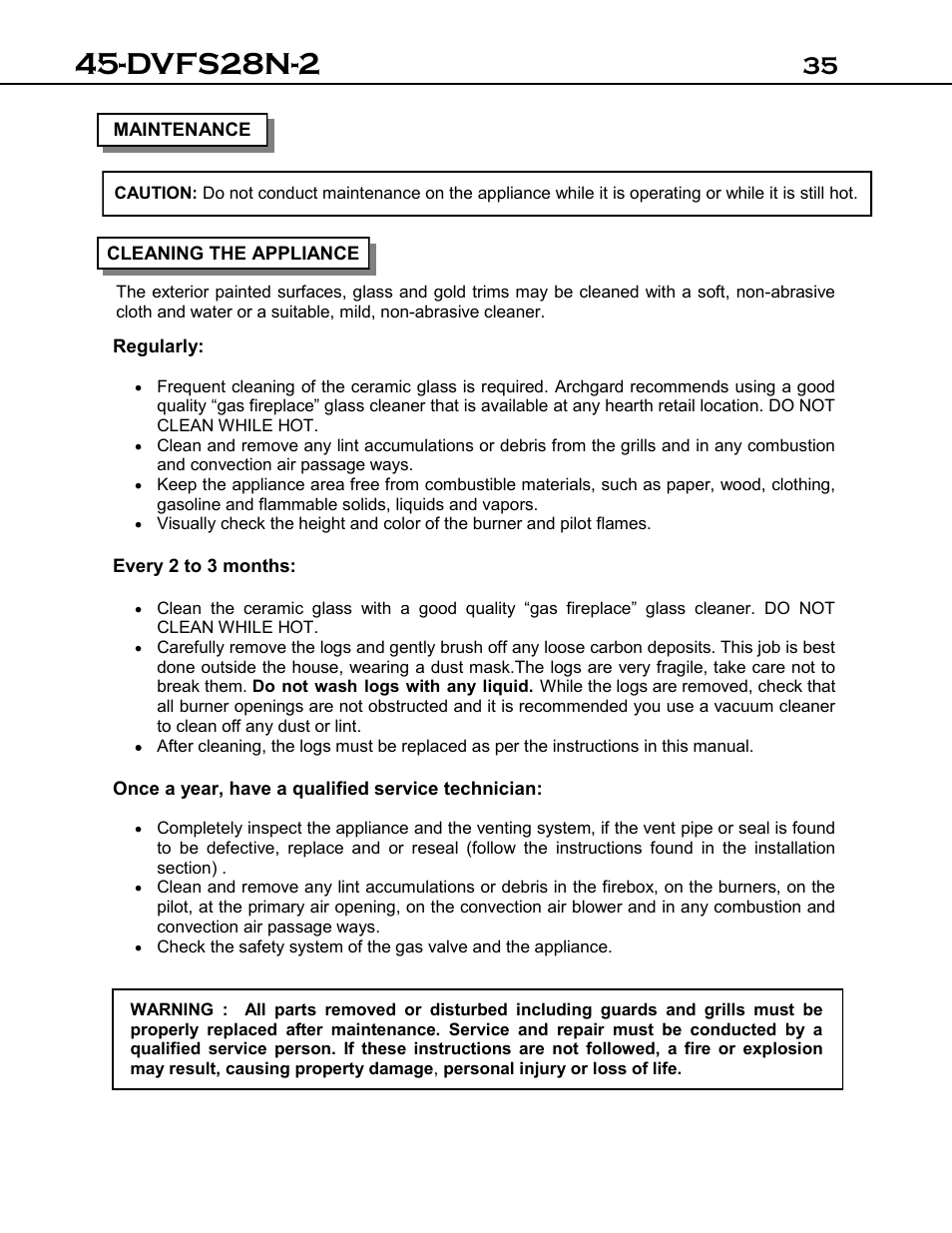 Dvfs28n-2 | Archgard 45-DVFS28N-2 User Manual | Page 35 / 48