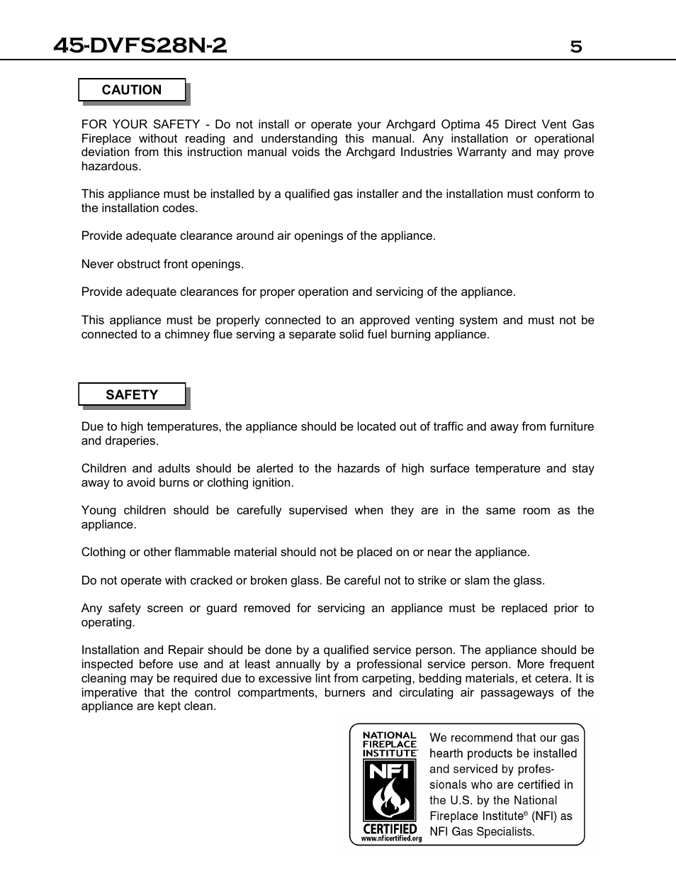 Dvfs28n-2 | Archgard 45-DVFS28N-2 User Manual | Page 5 / 48