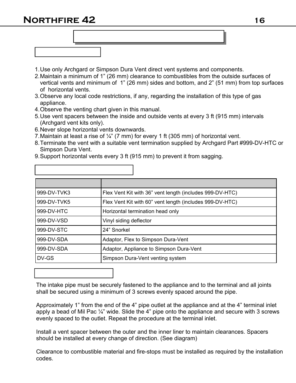 Northfire 42, 16 installation instructions | Archgard 42-DVT40N User Manual | Page 16 / 38