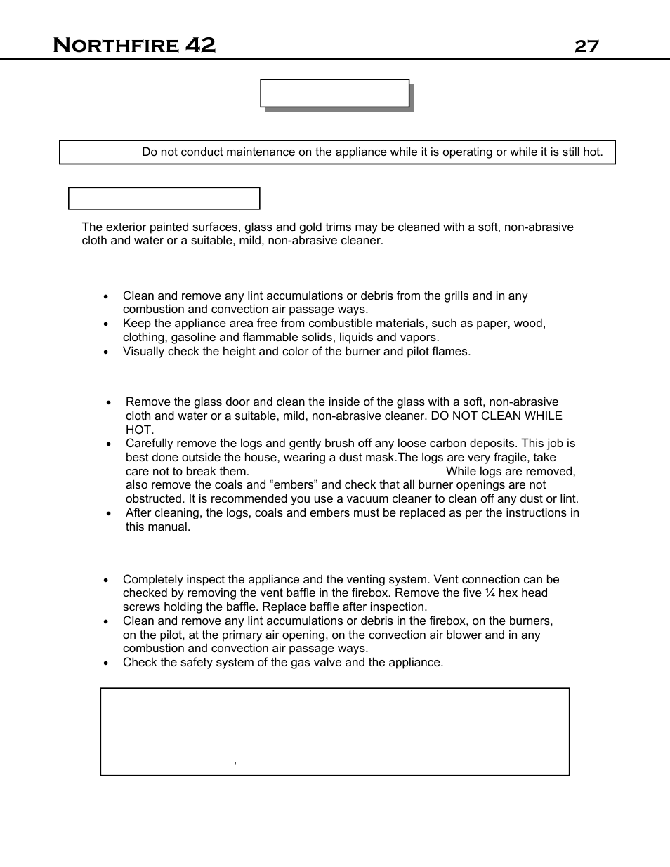 Northfire 42, 27 maintenance | Archgard 42-DVT40N User Manual | Page 27 / 38