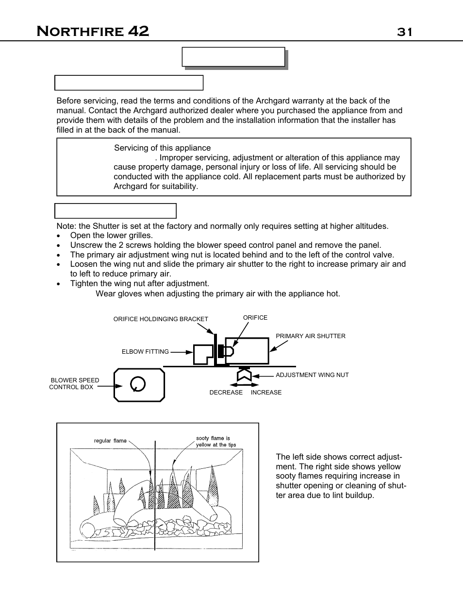 Northfire 42, 31 servicing | Archgard 42-DVT40N User Manual | Page 31 / 38