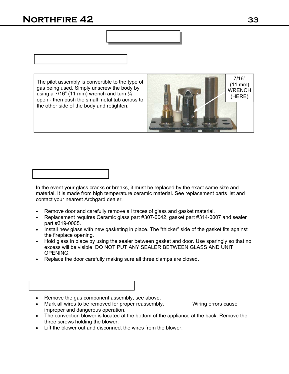 Northfire 42, Servicing, Cont | Archgard 42-DVT40N User Manual | Page 33 / 38