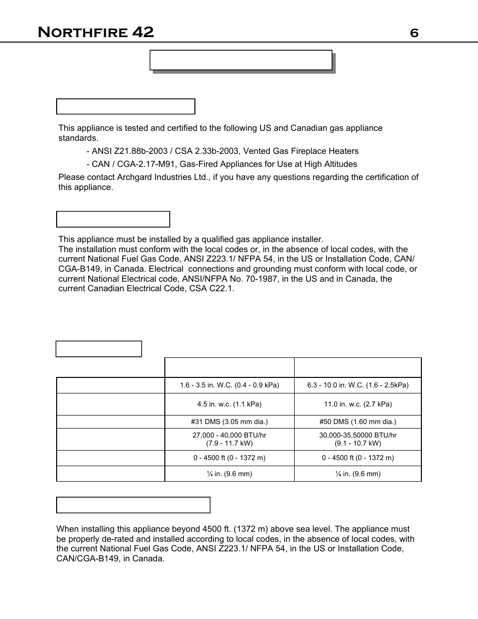 Northfire 42, General information | Archgard 42-DVT40N User Manual | Page 6 / 38