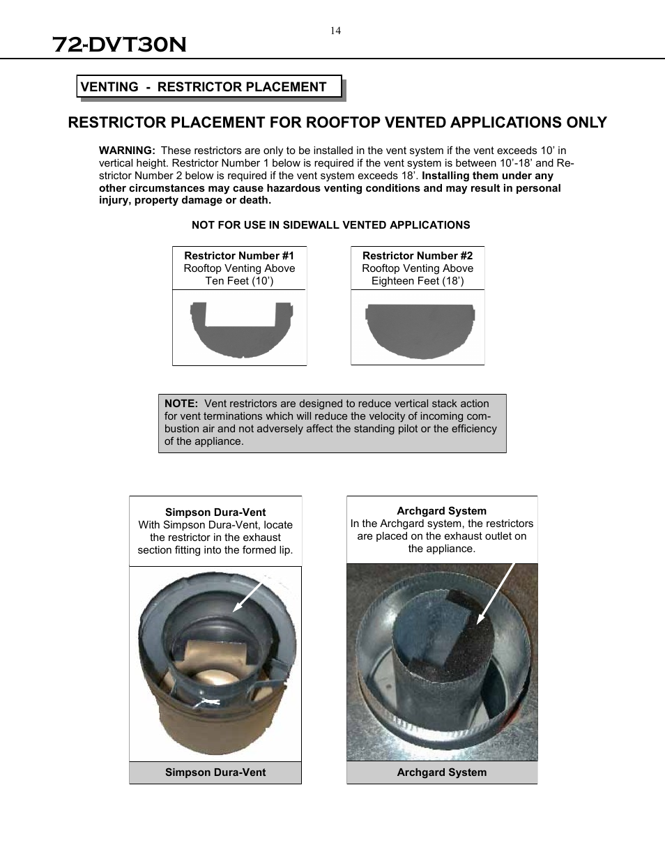 Dvt30n | Archgard 72-DVT30N User Manual | Page 14 / 53