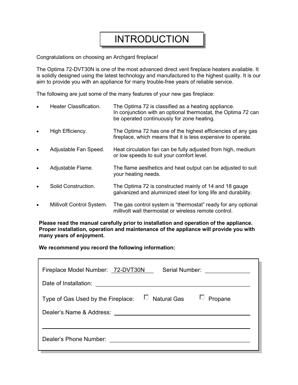 Introduction | Archgard 72-DVT30N User Manual | Page 3 / 53