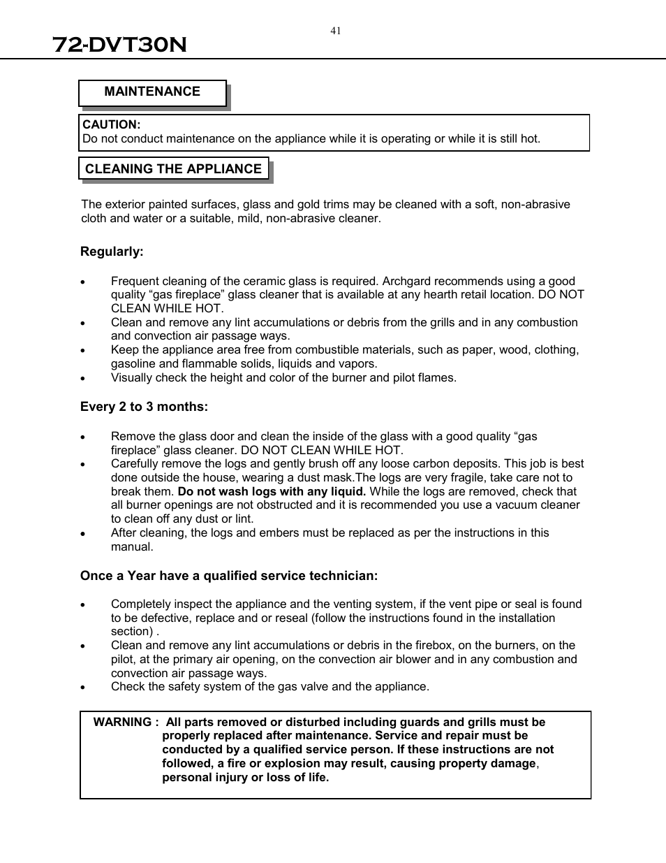 Dvt30n | Archgard 72-DVT30N User Manual | Page 41 / 53