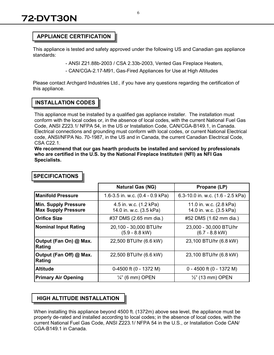 Dvt30n | Archgard 72-DVT30N User Manual | Page 6 / 53