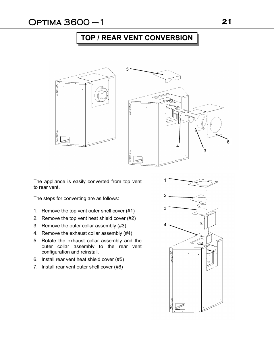 Top / rear vent conversion | Archgard 3600-DVTR24N User Manual | Page 21 / 44