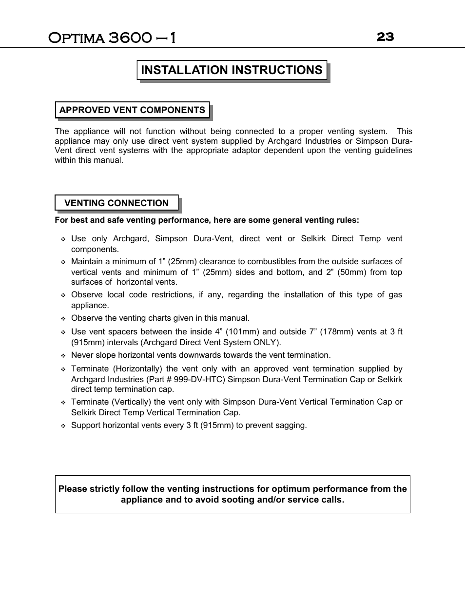 Installation instructions | Archgard 3600-DVTR24N User Manual | Page 23 / 44
