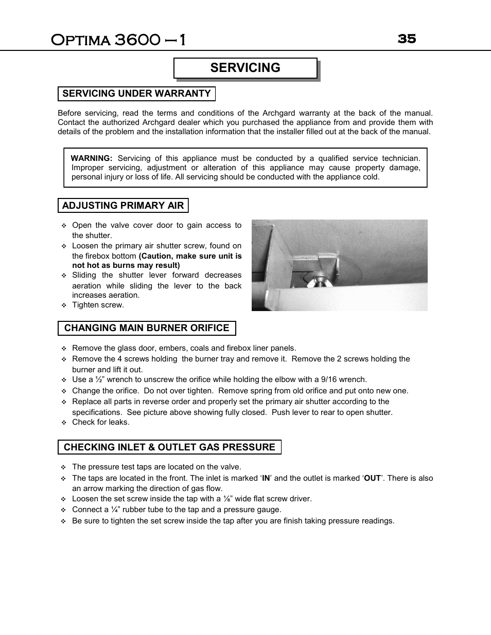 Servicing | Archgard 3600-DVTR24N User Manual | Page 35 / 44