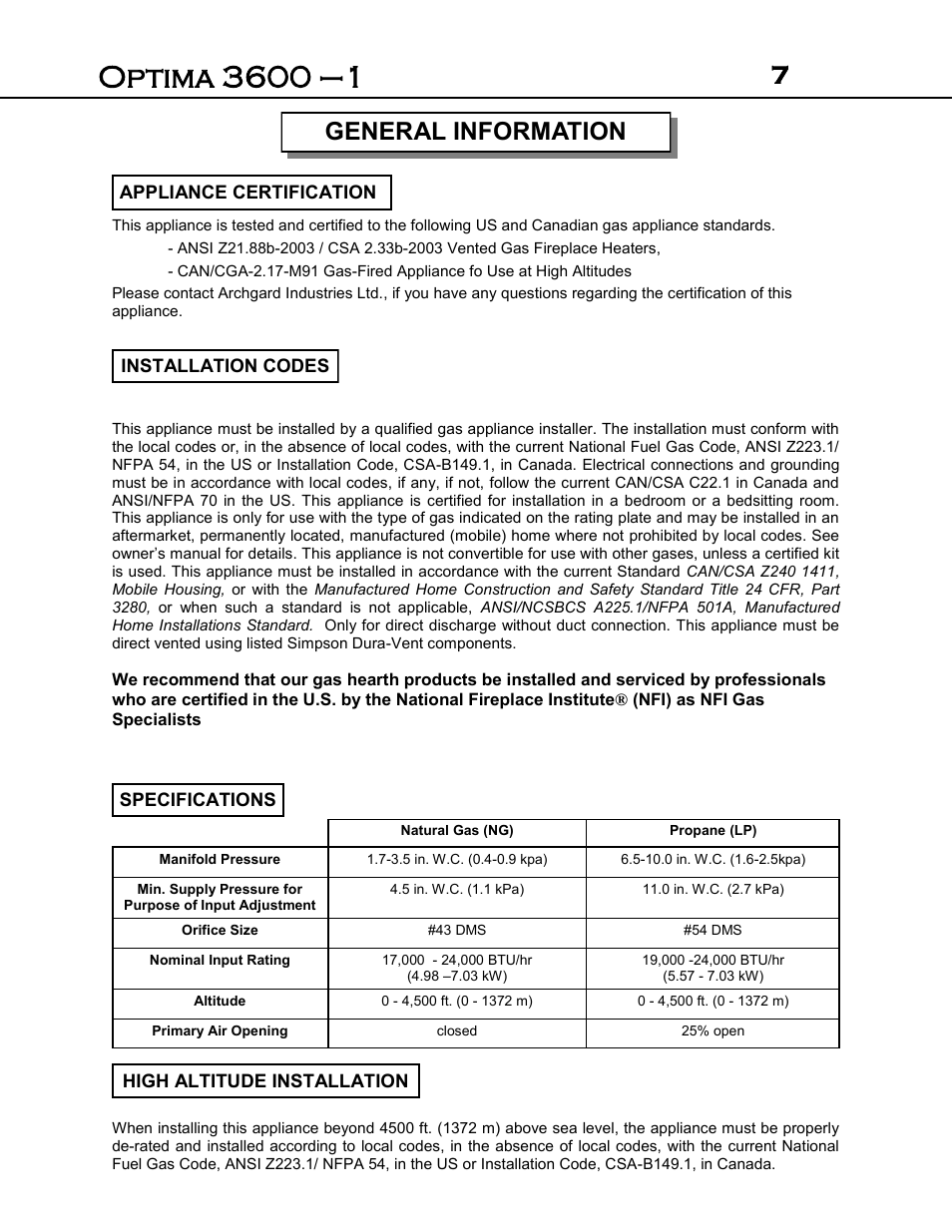 General information | Archgard 3600-DVTR24N User Manual | Page 7 / 44